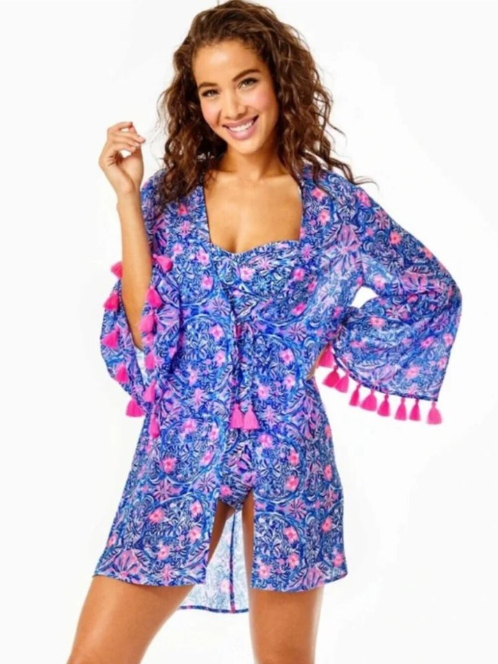 NWT Lilly Pulitzer – Motley Beach Cover-Up Blue Peri Takin' It Easy – Size L
